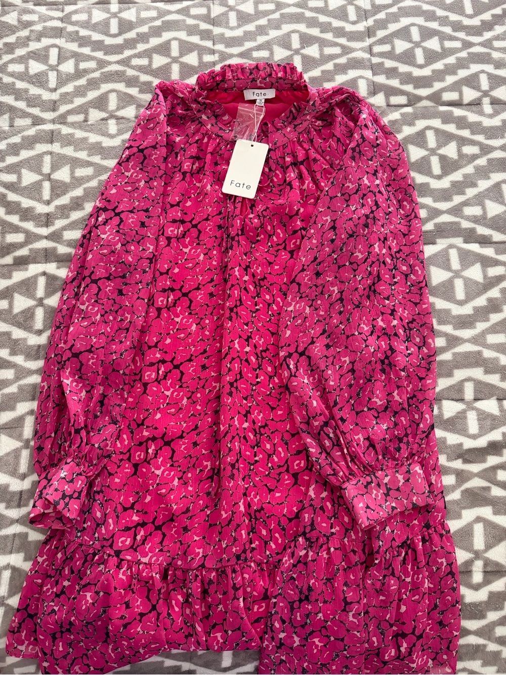Fate Hot Pink Floral Ruffle Dress